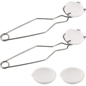 Framendino ، 6 Pack Crucible Kit مع 2 ملقط و 4 2 "و 2.64" الكوارتز الصغيرة لالتقاط أدوات ذوبان الفخار المعدنية التكرير
