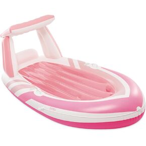 Intex Pink Paradise Boat Float: Posterable Pool Float - مثالي لحفلات البلياردو - 2 كوب من حاملي الوزن - 220 سعة الوزن - 96 "× 47" × 38 "
