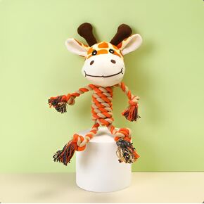 لعبة الكلب الزرافة لعبة الحبل لعبة حيوان لعبة وحبل Tug للكلاب الصاخبة للكلاب ، Tuff Dog Toys Toys Dog Beying Toys for Small ، Medium Cogs & Giraffe Beining Toy (Giraffe) ، Orange
