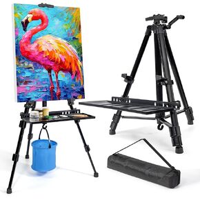 Stand Stand for Fait Paint Easel Stand ارتفاع قابل للتعديل 20 "إلى 61" ترايز ترايز ترايسلز ستانز للطلاء اللوحة الطاولة الفنية الحامل مع صينية ، حقيبة ، برميل قابلة للطي ، أسود