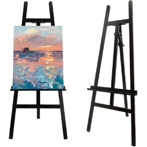 A-Frame Wooden Painting Display Walnut Easel ، خشب الصنوبر القابل للتعديل الذي يقف القماش الحامل الذي يصل إلى 60 '' ، الخشب الصلب للعرض أو علامة الزفاف أو اللوحة