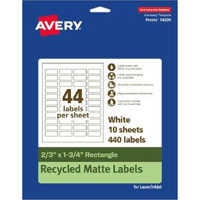 Avery EcoFriendly Recycled Address Labels, 2/3" x 1-3/4", Matte White, Permanent Adhesive, Laser & Inkjet Printers, 600 Printable Labels, Great for Mailing Labels, Product Labels, and More (48806)