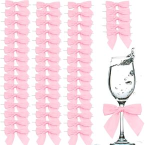 50 PCS Satin Ribbon أقواس 4.5 بوصة أقواس التعادل تويست ، ديكور القوس الوردي لالتفاف الهدايا ، أكياس علاج الكيك ، هدية DIY الحرفية ، حفلات الزفاف الحفلات.