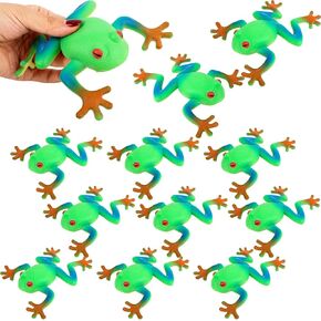 12 PCS Frog Toys Frog Frog Soft Rubber Stretgy Frog Toys التماثيل المحاكاة زخارف ضفدع الحيوانات لعيد الفصح لحزب الحفل الوطن
