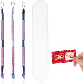 Ouligay 3pcs Tickety Ticket Scratcher Tool with Box ، أدوات خدش لأصحاب تذاكر اليانصيب ، أداة مكشطة Metal Lotto ، معالجة خدش اليانصيب لتذاكر الخدش والملصقات (ملونة)