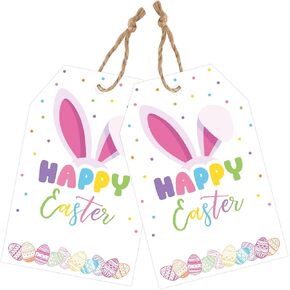 علامات هدايا Joycraft Easter مع سلسلة ، علامات عيد الفصح السعيدة ، 3.3x2.1 بوصة ، علامات أرنب عيد الفصح ، علامات ورق عيد الفصح الشخصية لزخارف عيد الفصح ، غلاف الهدايا ، أكياس الحلوى ، بيض عيد الفصح