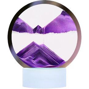 Vantreegao Moving Sand Art Picture in Motion - Round Glass Sand Art - Moying Home Décor للمكتب ومساحة المعيشة (الأزرق)
