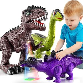Dinosaur Toys for Kids 3 4 5 6 7 8 Years Old - Electronic Walking Dinosaur Figures for Boys 4-7 5-7, Toddler Dinosaur Set for Kids 3-5 with Sound Light, Birthday Gifts