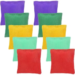 أكياس Kisangel 10pcs لأكياس الفول من نايلون للألعاب العائلية للأطفال ، وإمدادات ألعاب إرم في الهواء الطلق ، وألوان متنوعة ، و 1.96 × 1.96 × 0.78 بوصة ، ومثالية للشواء والحفلات وأنشطة تنسيق اليد