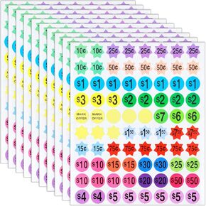 2000 Pcs Garage Sale Price Pricing Stickers Yard Sale Price Stickers 3/4" Round Bright Colors Price Tags Stickers for Garage Sale Supplies