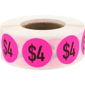 InStockLabels.com $3 Price Stickers Fluorescent Yellow .75 Inch Round Circle Dots 500 Total Adhesive Stickers