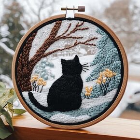 طقم إبرة DIY Punch Generic - مجموعة Cat Embroidery Craft - 20 × 20 سم - جميع الأعمار - النمط الحديث - خطأ