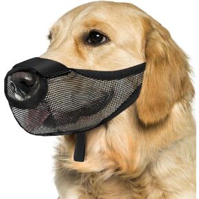 Dog Muzzle, Soft Air Mesh Muzzle for Small Medium Large Sized Dogs, Front Opening Design, Anti Biting Barking Chewing Scavenging, Breathable, Adjustable, Allows Panting Drinking(Black, L)