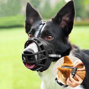 Dog Muzzle,Soft Basket Silicone Muzzles for Dog,Pet Muzzle to Prevent Biting Barking with Reflective Strip,Adjustable Pet Training Muzzle for Small, Medium,Large Dogs