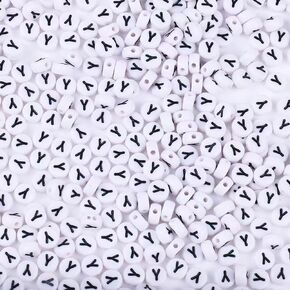 700 PCS Vowels Letter Beads for Bracelets,A E I O U R N S T 4x7 mm Box White Bulk Round Acrylic Vowels Alphabet Beads for Jewelry Making Beads DIY Decoration Accessories Stuff
