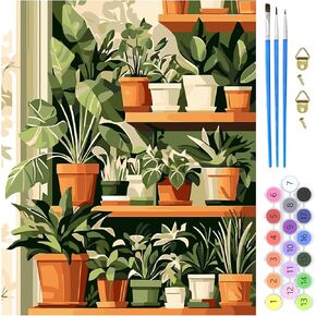 MXJSUA Potted Plants Paint by Number Kits behing beginns legls ، paint by numbers kit on canvas area paint kits kits diy diy kits for home home wall decor