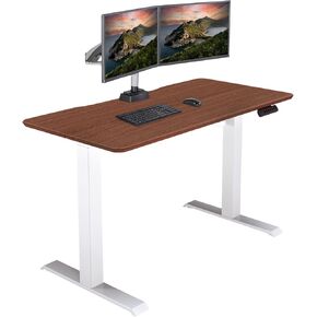 Vari Essential Height Adjustable Electric Standing Desk - Home Office Standing Desk (VariDesk) Sturdy T-Legs - Quiet Motorized Desk - 48"x24" - Hazel Wood - 1 Box
