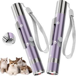 2 Pack Interactive Red Light Pointer – 7 Adjustable Patterns, Rechargeable Interactive Cat Toy for Indoor Cats, Fun Exercise Toy for Kittens and Dogs to Chase and Play