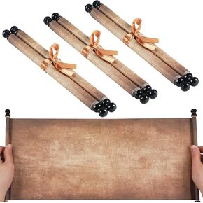 gisgfim 6pcs ورقة التمرير فارغة مع قضبان الخشب 7x15-3/4inch مخطوطات الورق القديمة الفارغة الصغيرة للكتابة على زفاف طويلة الزفاف parchman