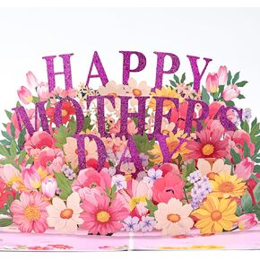 بطاقة عيد الأم ثلاثية الأبعاد ، بطاقات عيد الأم السعيد ، بطاقة عيد الأم مع مظروف وملاحظة رسالة ، معاد تدويرها وصديقة للبيئة