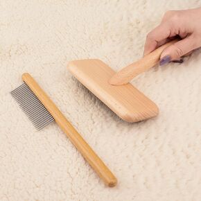 Sheepskin Wool Brush - Carpet Rake Tool for Pet Hair Removal and Household Fabric Care