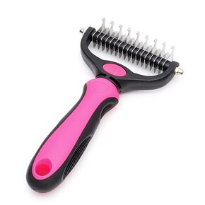 PET COMP من الفولاذ المقاوم للصدأ مزدوج على الوجهين Dematting Cat Dog Rake Brush مع علامة الكلب الفولاذ المقاوم للصدأ ، Paw Pet مقاومة للصدأ (الأزرق)