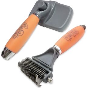 Gopets Pet Grooming Kit Bunddle مع 2 مشط depatting و deseshedding Rake + فرشاة ذاتية التنظيف الذاتي للكلاب والقطط