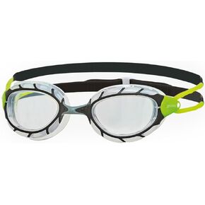 Zoggs Predator Next Gen Swimming Goggles No Leaking Anti Fog UV Protection Triathlon (Black-Green/Clear)