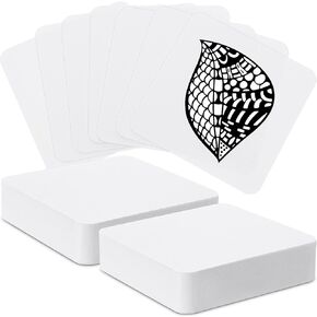 Dunzoom 50 Pcs Artist's Tiles Zen 4.5'' x 4.5'' Square White Paper Tiles Drawing Supplies for Calligrapher Watercolor Sketch Book Notebook