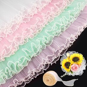 Windspeed 8 Pack Pack Floral Rapping Mesh Paper ، Pearl Mesh for Floral Bupist Paper Paper White and Pink Flor Phoildies for Mother في عيد الحب.