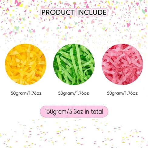 Cipowm Easter Grass Paper Paper Plaged 6 Colors Paper Prapt Raffia Paper Paper Filler for Easter Goft Boxes Bass Stainding Party Supply ، 5.3oz in Kuwait