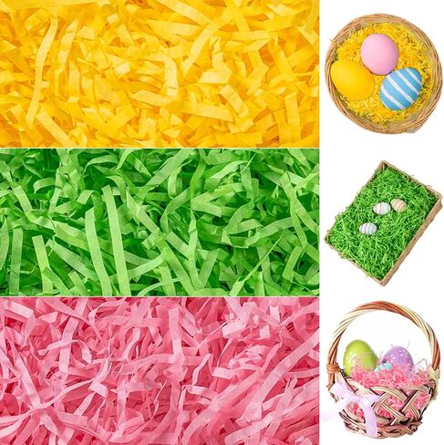 Cipowm Easter Grass Paper Paper Plaged 6 Colors Paper Prapt Raffia Paper Paper Filler for Easter Goft Boxes Bass Stainding Party Supply ، 5.3oz in Kuwait