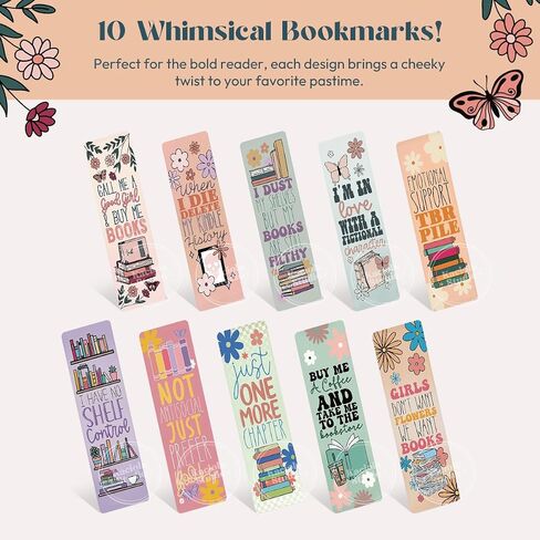Kaciola Studio10 PCS Booklovers Cute Bookmarks, Funny Bookmarks for Women, Double Sided Bookworm Design Book Lovers Gifts,Book Accessories for Women Men Students Teachers Reading in Kuwait