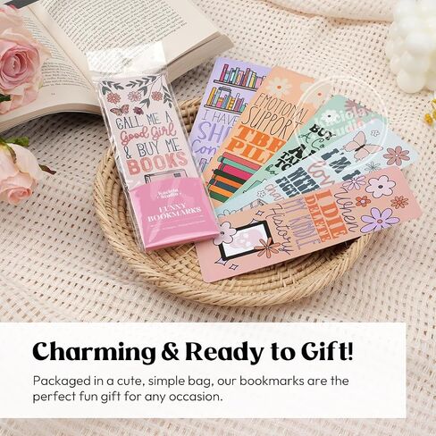 Kaciola Studio10 PCS Booklovers Cute Bookmarks, Funny Bookmarks for Women, Double Sided Bookworm Design Book Lovers Gifts,Book Accessories for Women Men Students Teachers Reading in Kuwait