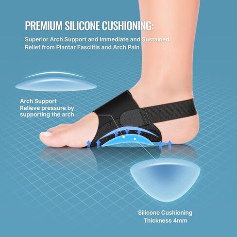Arch Support Brace for Plantar Fasciitis Relief - Barefoot Arch Support Inserts for Women - Adjustable Compression Bands w/Gel Pads for Flat Feet, High & Fallen Arches in Saudi Arabia