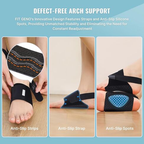 Arch Support Brace for Plantar Fasciitis Relief - Barefoot Arch Support Inserts for Women - Adjustable Compression Bands w/Gel Pads for Flat Feet, High & Fallen Arches in Saudi Arabia