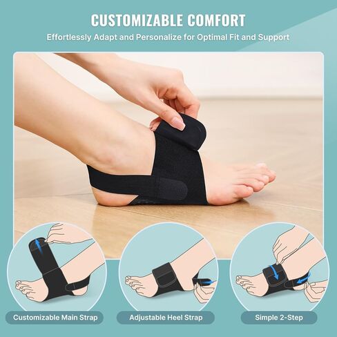 Arch Support Brace for Plantar Fasciitis Relief - Barefoot Arch Support Inserts for Women - Adjustable Compression Bands w/Gel Pads for Flat Feet, High & Fallen Arches in Saudi Arabia