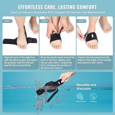Arch Support Brace for Plantar Fasciitis Relief - Barefoot Arch Support Inserts for Women - Adjustable Compression Bands w/Gel Pads for Flat Feet, High & Fallen Arches in Saudi Arabia