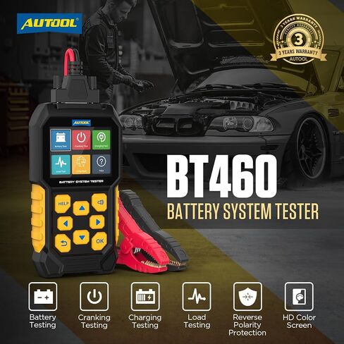 Car Battery Tester 12V Battery Load Tester AUTOOL BT360 6V-30V DC Charging Cranking Test 100-2000 CCA Automotive Alternator Tester Digital Auto Battery Analyzer for Vehicle Truck Motorcycle SUV Boat in Kuwait