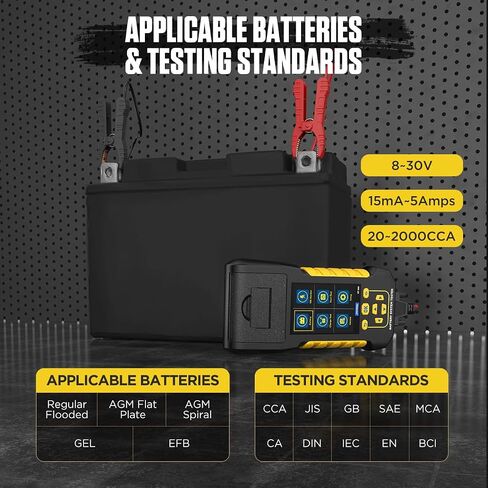 Car Battery Tester 12V Battery Load Tester AUTOOL BT360 6V-30V DC Charging Cranking Test 100-2000 CCA Automotive Alternator Tester Digital Auto Battery Analyzer for Vehicle Truck Motorcycle SUV Boat in Saudi Arabia
