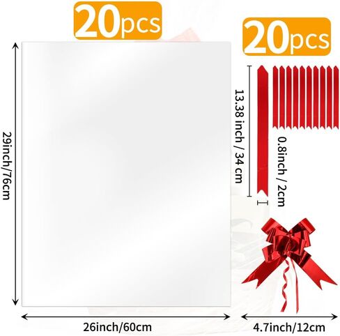 Clear Basket Wrapping Extra Large Cellophane Bags, 26x 29 Inches 10 Pcs OPP Plastic Large Cello Bags with Pull Bows Clear Cellophane Wrap Cello Wrap for Gift Baskets Packaging, Presents, Baby Showers in Saudi Arabia