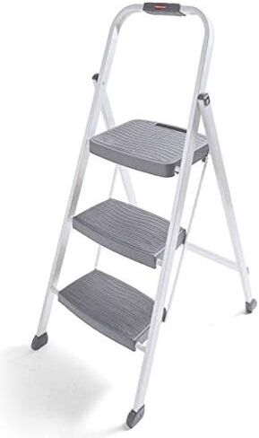 Rubbermaid RM-3W-2W Steel Frame 3 براز قابل للطي مع قبضة اليد والخطوات البلاستيكية ، سعة 250 رطل ، براز أبيض و RMS-2 من خطوة الصلب مع قبضة اليد ، سعة 225 رطل ، أبيض in Saudi Arabia
