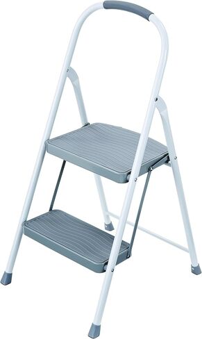 Rubbermaid RM-3W-2W Steel Frame 3 براز قابل للطي مع قبضة اليد والخطوات البلاستيكية ، سعة 250 رطل ، براز أبيض و RMS-2 من خطوة الصلب مع قبضة اليد ، سعة 225 رطل ، أبيض in Saudi Arabia