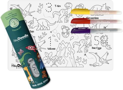 Mini Doodle Mat for Toddlers & Kids - Mess Free ومسحة من أجل التعلم الأبجدي والكتابة والتلوين - لا حصيرة حرفة قابلة لإعادة الاستخدام للأعمار 3-7 (Mini Dino Roar) in Kuwait