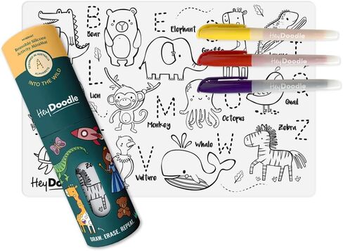 Mini Doodle Mat for Toddlers & Kids - Mess Free ومسحة من أجل التعلم الأبجدي والكتابة والتلوين - لا حصيرة حرفة قابلة لإعادة الاستخدام للأعمار 3-7 (Mini Dino Roar) in Kuwait