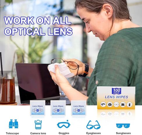 Lens Wipes for Eyeglasses,Eyeglass erasers are Packed Separately，Glasses Cleaner for Cleaning Glasses, Camera Lenses, Sunglasses, Mobile Phone Screens, Goggles, etc. (200 Pieces) in Kuwait
