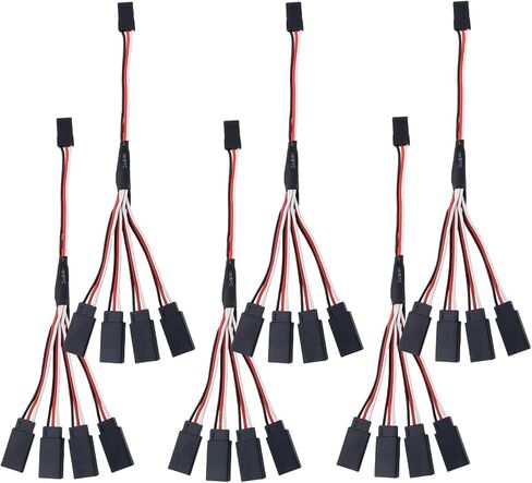 6Pcs 3 Pin JST Plug Splitters Servo Cord Wire, 15cm Male to 4 Female Y Harness Connector Servo Extension Cable Fit for Futaba JR RC Car or Airplanes (Male to 4 Female) in Saudi Arabia