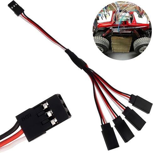 6Pcs 3 Pin JST Plug Splitters Servo Cord Wire, 15cm Male to 4 Female Y Harness Connector Servo Extension Cable Fit for Futaba JR RC Car or Airplanes (Male to 4 Female) in Saudi Arabia