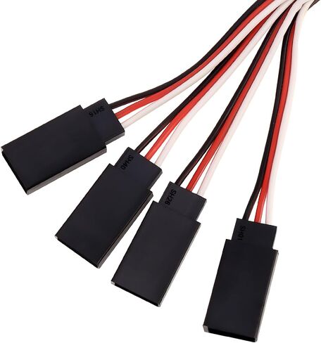 6Pcs 3 Pin JST Plug Splitters Servo Cord Wire, 15cm Male to 4 Female Y Harness Connector Servo Extension Cable Fit for Futaba JR RC Car or Airplanes (Male to 4 Female) in Saudi Arabia