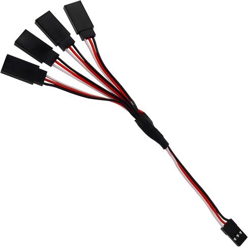 6Pcs 3 Pin JST Plug Splitters Servo Cord Wire, 15cm Male to 4 Female Y Harness Connector Servo Extension Cable Fit for Futaba JR RC Car or Airplanes (Male to 4 Female) in Saudi Arabia